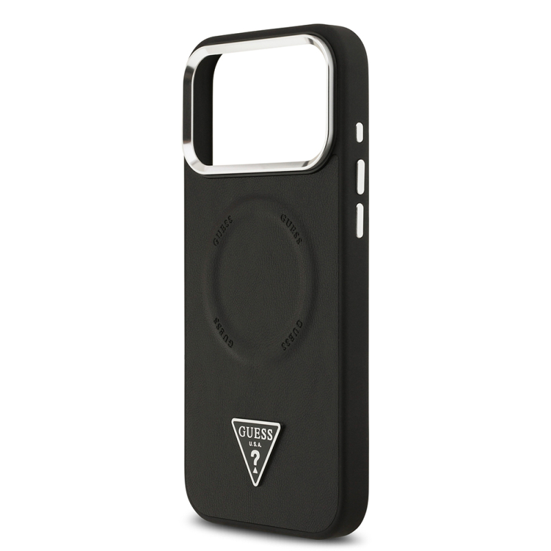 Apple iPhone 17 Pro Kılıf Guess Orjinal Lisanslı M-safe Şarj Özellikli PU Deri Metal Kamera Çerçeveli Üçgen Logolu Kapak - 7