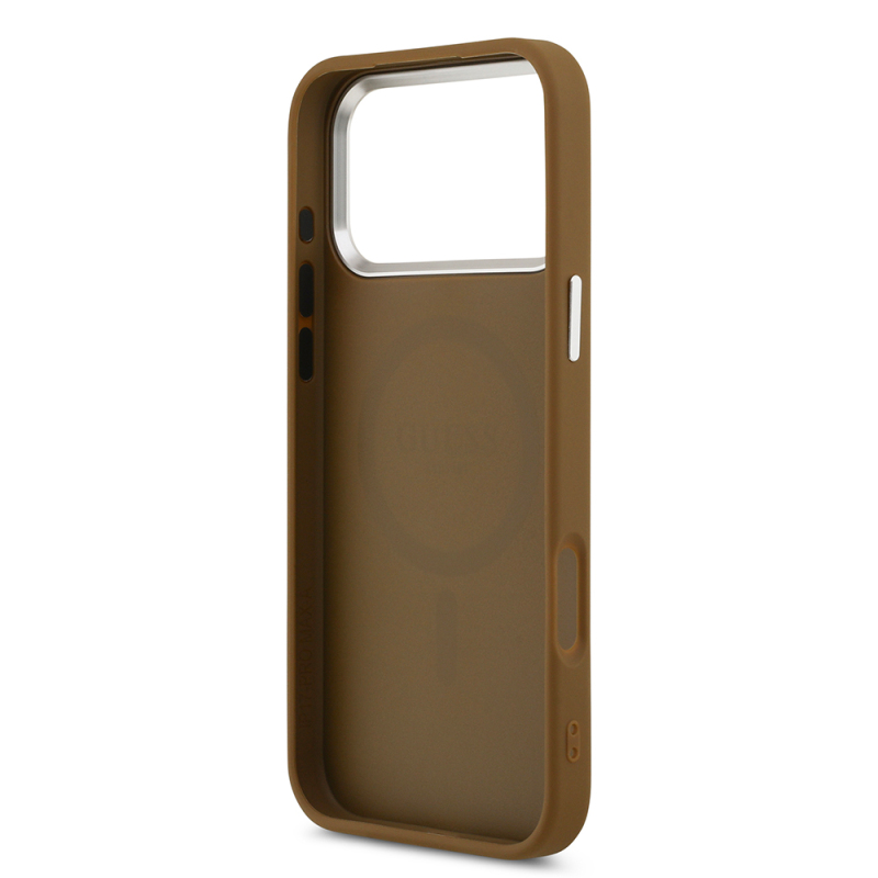 Apple iPhone 17 Pro Kılıf Guess Orjinal Lisanslı M-safe Şarj Özellikli PU Deri Metal Kamera Çerçeveli Üçgen Logolu Kapak - 16