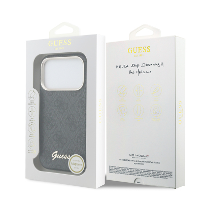 Apple iPhone 17 Pro Kılıf Guess Orjinal Lisanslı M-safe Şarj Özellikli Script Yazı Logolu 4G Desenli Kapak - 8