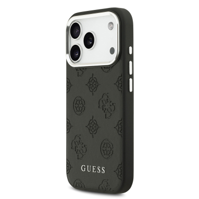 Apple iPhone 17 Pro Kılıf Guess Orjinal Lisanslı M-safe Şarj Özellikli Sıcak Baskılı Klasik Yazı Logolu PU Deri Peony Kapak - 4