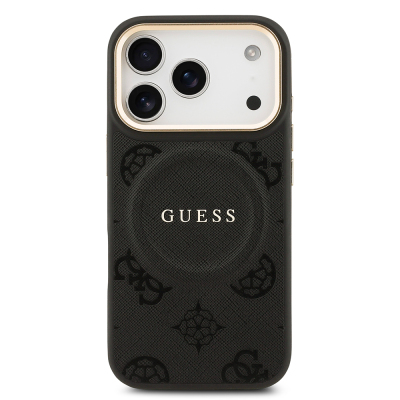 Apple iPhone 17 Pro Kılıf Guess Orjinal Lisanslı M-safe Şarj Özellikli Sıcak Baskılı Yazı Logolu PU Deri Peony Kapak - 19