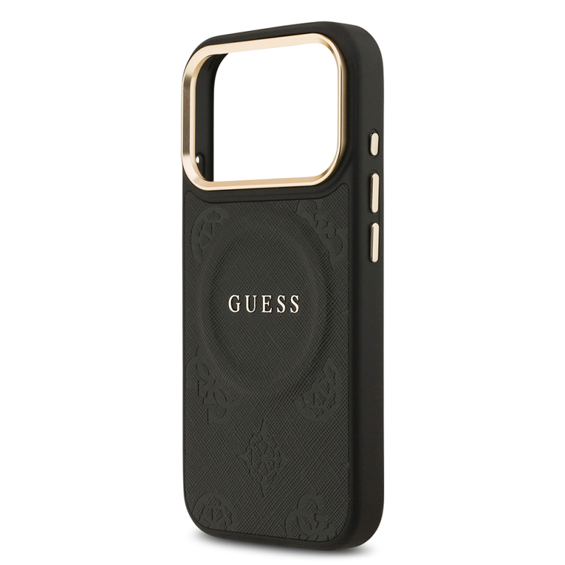 Apple iPhone 17 Pro Kılıf Guess Orjinal Lisanslı M-safe Şarj Özellikli Sıcak Baskılı Yazı Logolu PU Deri Peony Kapak - 22