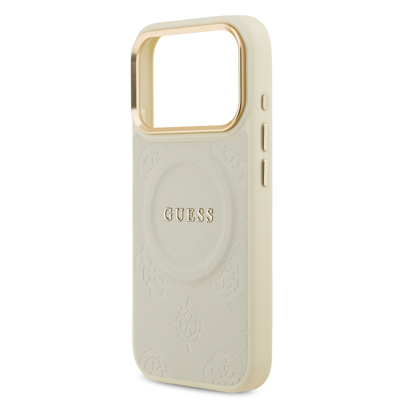 Apple iPhone 17 Pro Kılıf Guess Orjinal Lisanslı M-safe Şarj Özellikli Sıcak Baskılı Yazı Logolu PU Deri Peony Kapak - 28