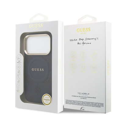 Apple iPhone 17 Pro Kılıf Guess Orjinal Lisanslı M-safe Şarj Özellikli Sıcak Baskılı Yazı Logolu PU Deri Peony Kapak - 41