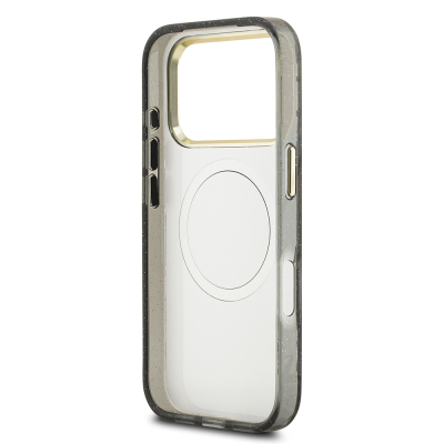 Apple iPhone 17 Pro Kılıf Guess Orjinal Lisanslı M-safe Şarj Özellikli Simli Çiçek Desenli Metal Kamera Çerçeveli Üçgen Logolu Kapak - 17