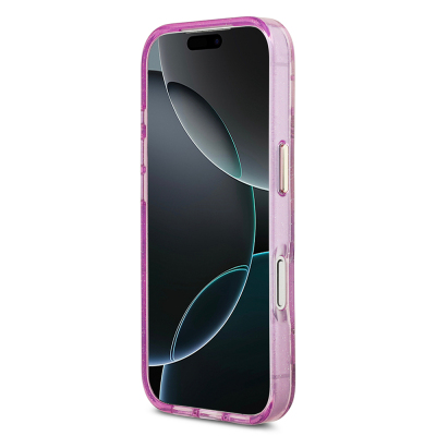 Apple iPhone 17 Pro Kılıf Guess Orjinal Lisanslı M-safe Şarj Özellikli Simli Çiçek Desenli Metal Kamera Çerçeveli Üçgen Logolu Kapak - 21