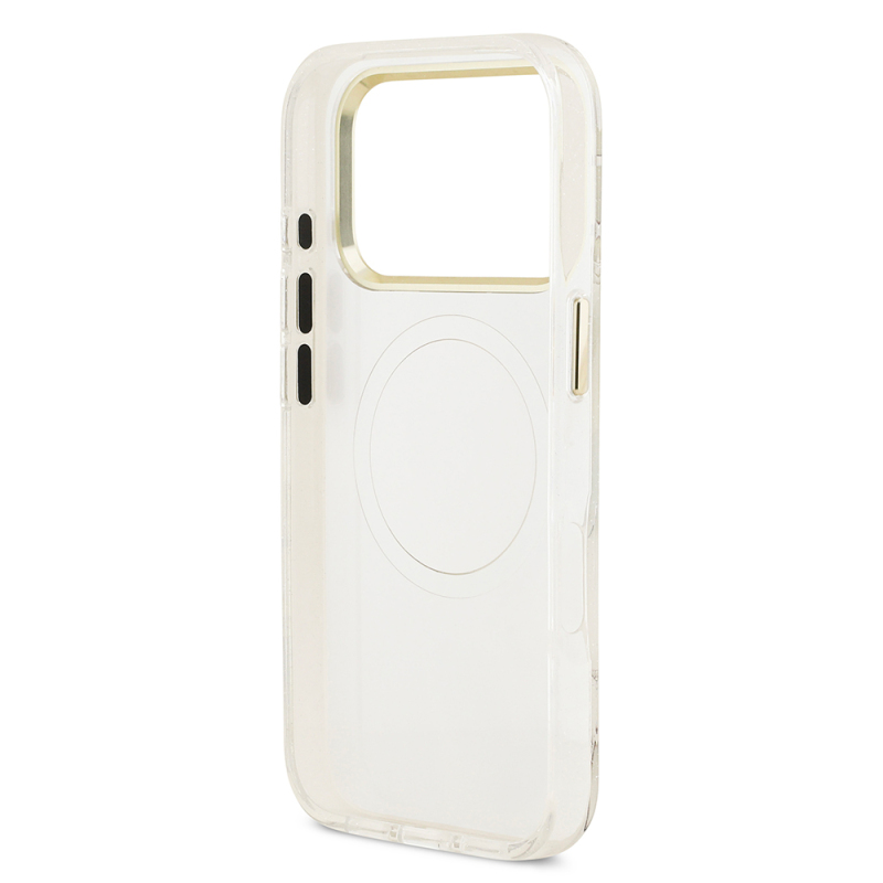 Apple iPhone 17 Pro Kılıf Guess Orjinal Lisanslı M-safe Şarj Özellikli Simli Çiçek Desenli Metal Kamera Çerçeveli Üçgen Logolu Kapak - 29