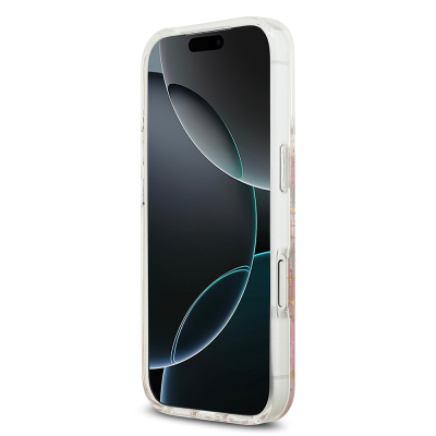 Apple iPhone 17 Pro Kılıf Guess Orjinal Lisanslı M-safe Şarj Özellikli Transparan Resin Flowers Kapak - 7