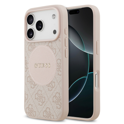 Apple iPhone 17 Pro Kılıf Guess Orjinal Lisanslı M-safe Şarj Özellikli Yazı Logolu Circle Classic Kapak - 2