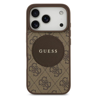 Apple iPhone 17 Pro Kılıf Guess Orjinal Lisanslı M-safe Şarj Özellikli Yazı Logolu Circle Classic Kapak - 12