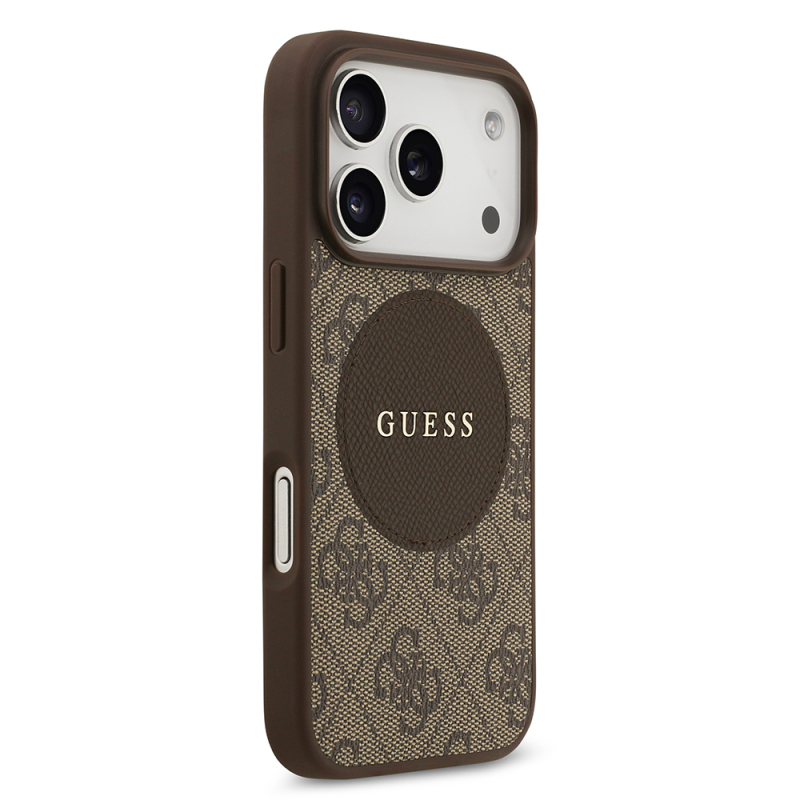 Apple iPhone 17 Pro Kılıf Guess Orjinal Lisanslı M-safe Şarj Özellikli Yazı Logolu Circle Classic Kapak - 13