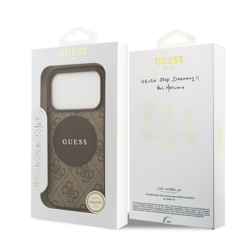 Apple iPhone 17 Pro Kılıf Guess Orjinal Lisanslı M-safe Şarj Özellikli Yazı Logolu Circle Classic Kapak - 24