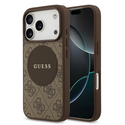Apple iPhone 17 Pro Kılıf Guess Orjinal Lisanslı M-safe Şarj Özellikli Yazı Logolu Circle Classic Kapak - 3
