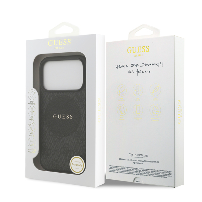 Apple iPhone 17 Pro Kılıf Guess Orjinal Lisanslı M-safe Şarj Özellikli Yazı Logolu Circle Classic Kapak - 25