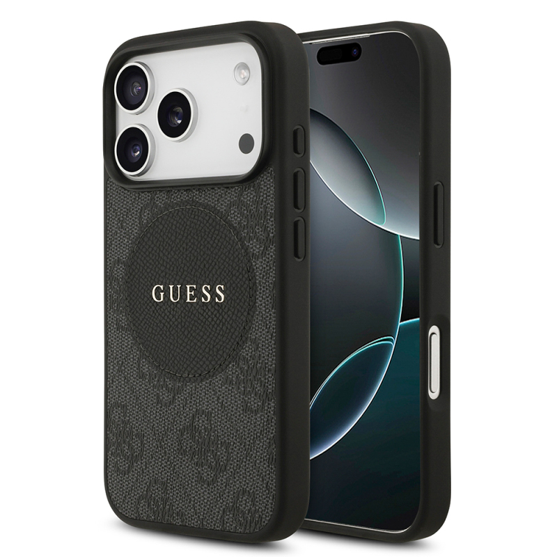 Apple iPhone 17 Pro Kılıf Guess Orjinal Lisanslı M-safe Şarj Özellikli Yazı Logolu Circle Classic Kapak - 4
