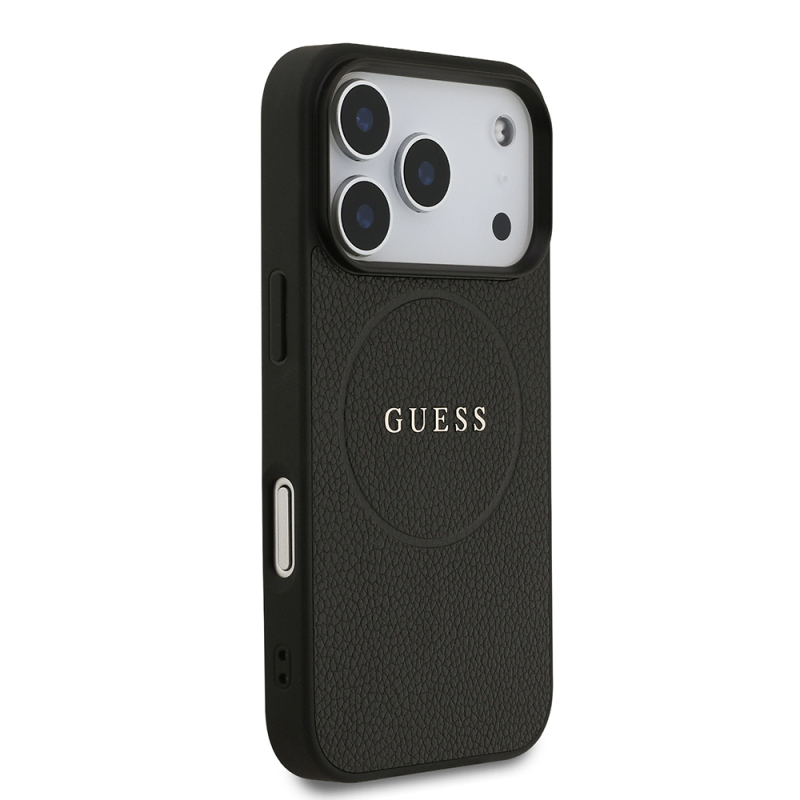 Apple iPhone 17 Pro Kılıf Guess Orjinal Lisanslı M-safe Şarj Özellikli Yazı Logolu PU Deri Kapak - 5