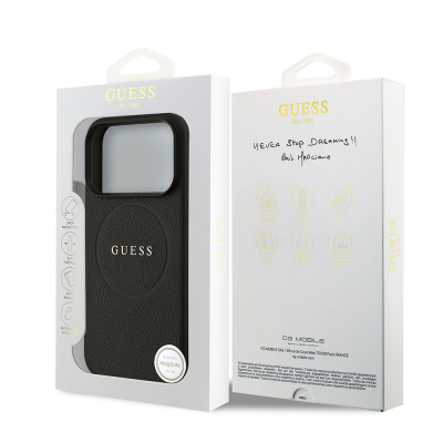 Apple iPhone 17 Pro Kılıf Guess Orjinal Lisanslı M-safe Şarj Özellikli Yazı Logolu PU Deri Kapak - 9