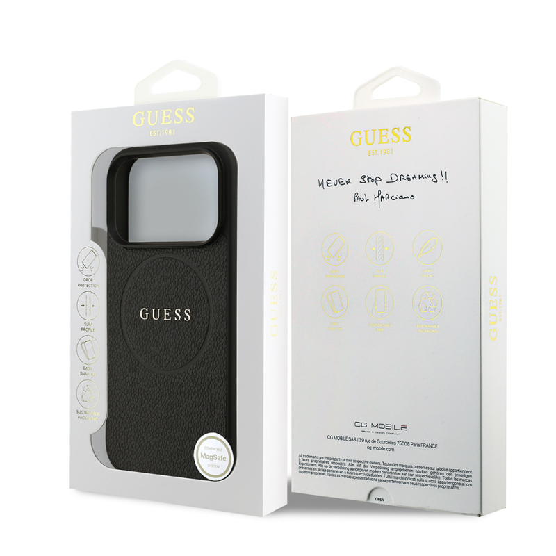 Apple iPhone 17 Pro Kılıf Guess Orjinal Lisanslı M-safe Şarj Özellikli Yazı Logolu PU Deri Kapak - 9