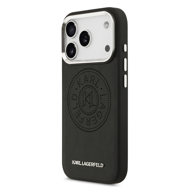 Apple iPhone 17 Pro Kılıf Karl Lagerfeld Orjinal Lisanslı M-safe Şarj Özellikli Delikli Tasarım Metal Logolu PU Deri Kapak - 3