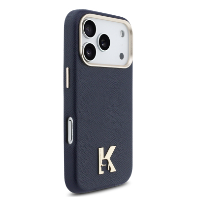 Apple iPhone 17 Pro Kılıf Karl Lagerfeld Orjinal Lisanslı M-safe Şarj Özellikli Gold Kamera Çerçeveli KHEAD Metal Logolu PU Deri Kapak - 11