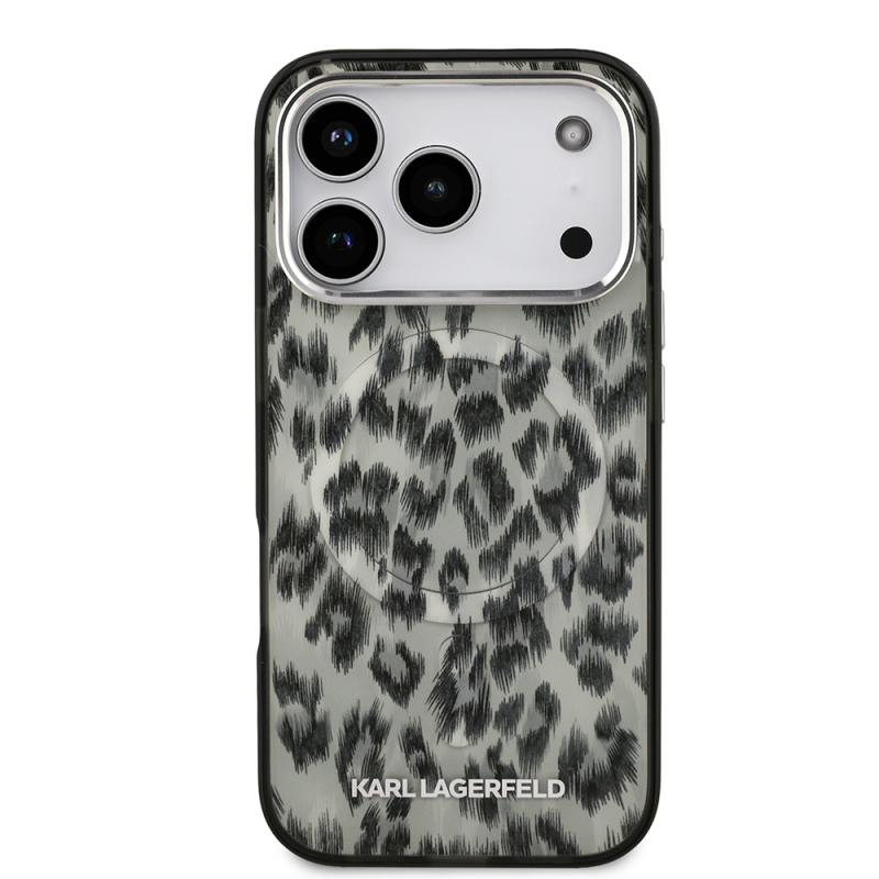 Apple iPhone 17 Pro Kılıf Karl Lagerfeld Orjinal Lisanslı M-safe Şarj Özellikli IML Leopar Baskılı Kapak - 5