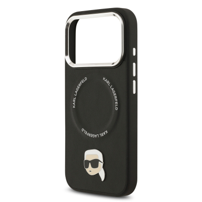 Apple iPhone 17 Pro Kılıf Karl Lagerfeld Orjinal Lisanslı M-safe Şarj Özellikli Metal Kamera ve Buton Tasarımlı Karl PU Deri Kapak - 7