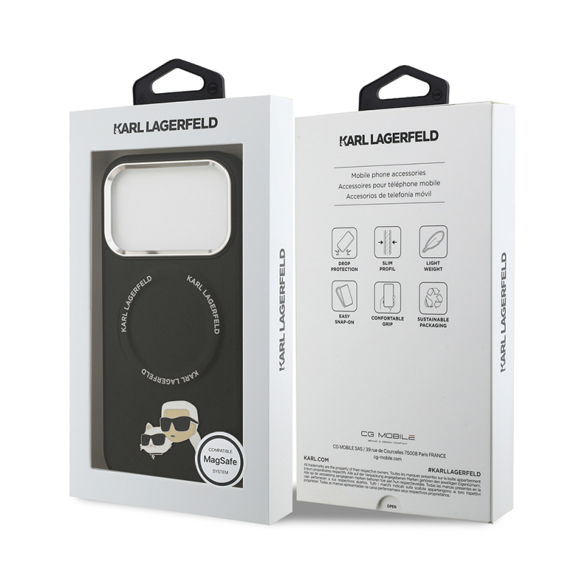 Apple iPhone 17 Pro Kılıf Karl Lagerfeld Orjinal Lisanslı M-safe Şarj Özellikli Metal Kamera ve Buton Tasarımlı K&C PU Deri Kapak - 24