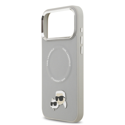 Apple iPhone 17 Pro Kılıf Karl Lagerfeld Orjinal Lisanslı M-safe Şarj Özellikli Metal Kamera ve Buton Tasarımlı K&C PU Deri Kapak - 21