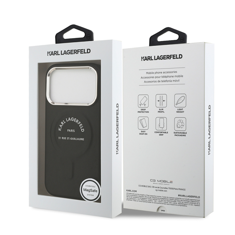 Apple iPhone 17 Pro Kılıf Karl Lagerfeld Orjinal Lisanslı M-safe Şarj Özellikli Metal Kamera ve Buton Tasarımlı Paris RSG PU Deri Kapak - 17