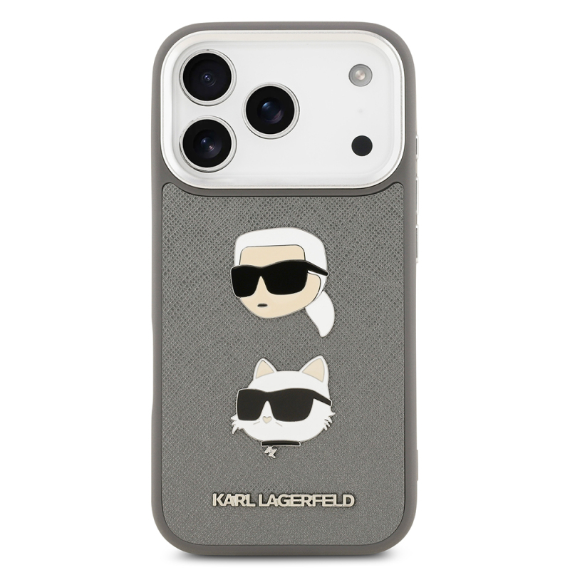 Apple iPhone 17 Pro Kılıf Karl Lagerfeld Orjinal Lisanslı Metal Logolu K&C Heads Pin Kapak - 5