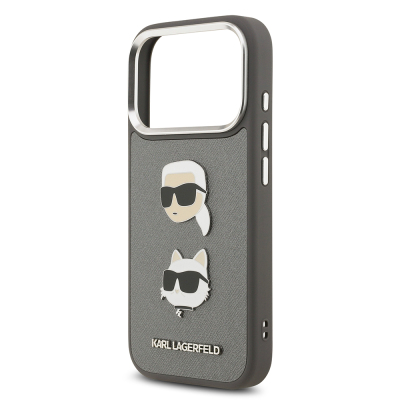 Apple iPhone 17 Pro Kılıf Karl Lagerfeld Orjinal Lisanslı Metal Logolu K&C Heads Pin Kapak - 8