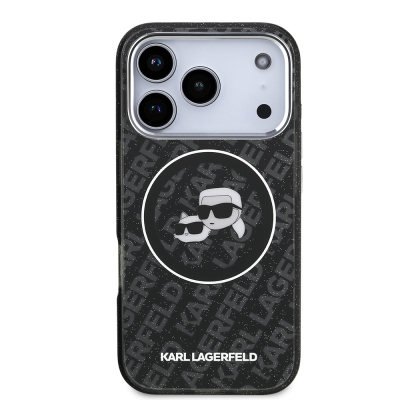 Apple iPhone 17 Pro Kılıf Karl Lagerfeld Orjinal Lisanslı Parlayan Simli Karl & Choupette Heads Kapak - 12