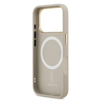 Apple iPhone 17 Pro Kılıf Lacoste Orjinal Lisanslı M-safe Şarj Özellikli Champs Elysees PU Deri Tasarımlı Kapak - 9