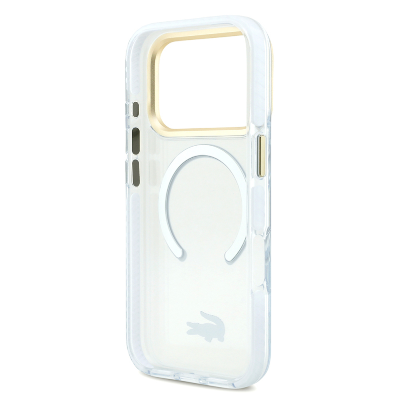 Apple iPhone 17 Pro Kılıf Lacoste Orjinal Lisanslı M-safe Şarj Özellikli Gold Timsah Logolu Buzlu Kapak - 24