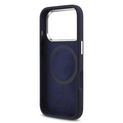 Apple iPhone 17 Pro Kılıf Lacoste Orjinal Lisanslı M-safe Şarj Özellikli İkonik Logolu Metal Kamera Çerçeveli Silikon Kapak - 17