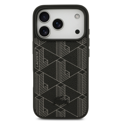 Apple iPhone 17 Pro Kılıf Lacoste Orjinal Lisanslı M-safe Şarj Özellikli PU Deri Tasarımlı Kartlıklı Karışık Monogram Desenli Kapak - 4