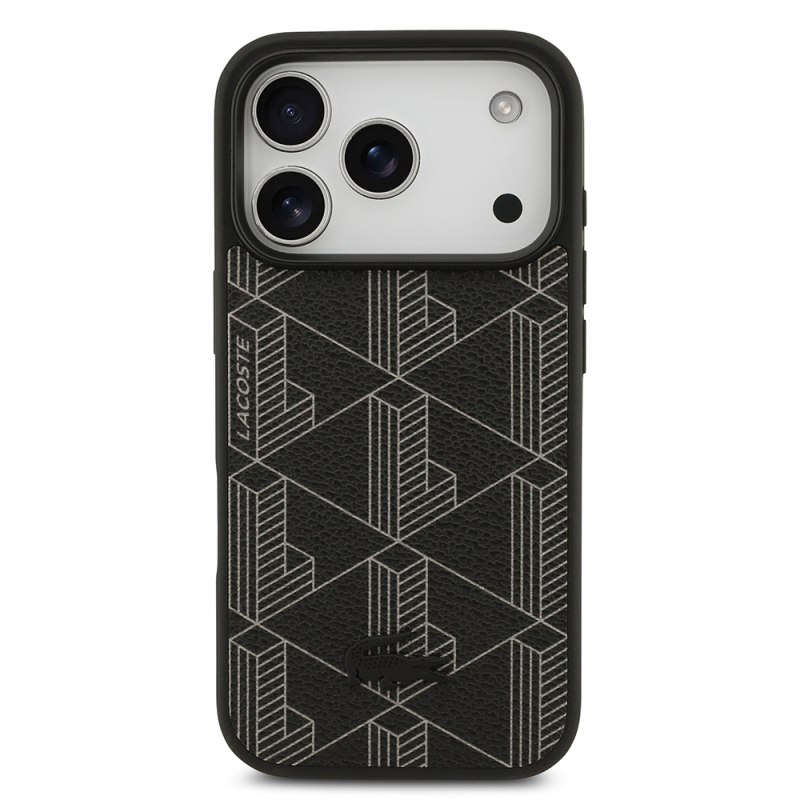 Apple iPhone 17 Pro Kılıf Lacoste Orjinal Lisanslı M-safe Şarj Özellikli PU Deri Tasarımlı Kartlıklı Karışık Monogram Desenli Kapak - 4