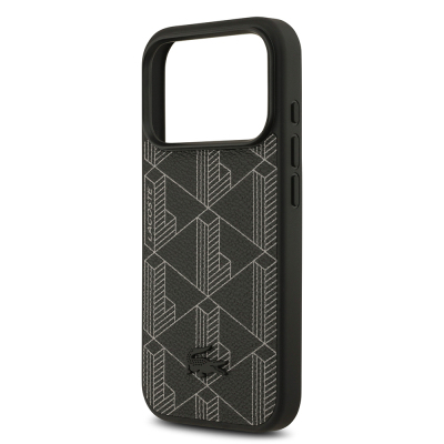 Apple iPhone 17 Pro Kılıf Lacoste Orjinal Lisanslı M-safe Şarj Özellikli PU Deri Tasarımlı Kartlıklı Karışık Monogram Desenli Kapak - 7