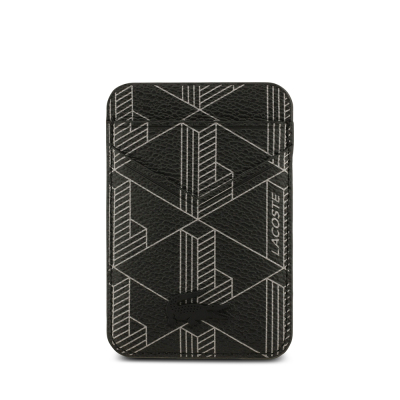 Apple iPhone 17 Pro Kılıf Lacoste Orjinal Lisanslı M-safe Şarj Özellikli PU Deri Tasarımlı Kartlıklı Karışık Monogram Desenli Kapak - 11