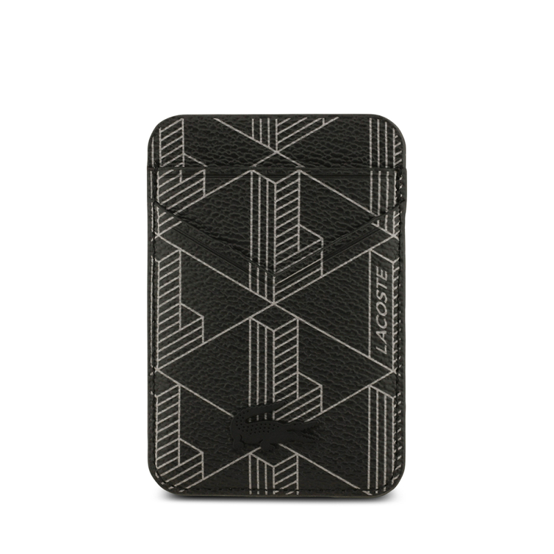 Apple iPhone 17 Pro Kılıf Lacoste Orjinal Lisanslı M-safe Şarj Özellikli PU Deri Tasarımlı Kartlıklı Karışık Monogram Desenli Kapak - 11