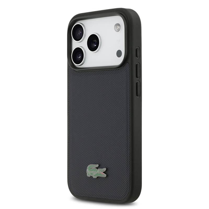 Apple iPhone 17 Pro Kılıf Lacoste Orjinal Lisanslı M-safe Şarj Özellikli PU Pike Desenli Metal Logolu Kapak - 2