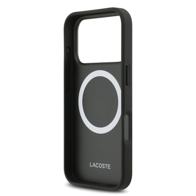 Apple iPhone 17 Pro Kılıf Lacoste Orjinal Lisanslı M-safe Şarj Özellikli PU Pike Desenli Metal Logolu Kapak - 7
