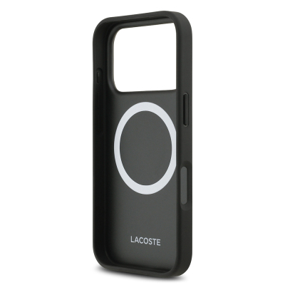 Apple iPhone 17 Pro Kılıf Lacoste Orjinal Lisanslı M-safe Şarj Özellikli PU Pike Desenli Metal Logolu Kartlıklı Kapak - 19