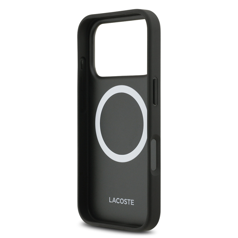 Apple iPhone 17 Pro Kılıf Lacoste Orjinal Lisanslı M-safe Şarj Özellikli PU Pike Desenli Metal Logolu Kartlıklı Kapak - 19