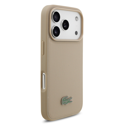 Apple iPhone 17 Pro Kılıf Lacoste Orjinal Lisanslı M-safe Şarj Özellikli PU Pike Desenli Metal Logolu Kartlıklı Kapak - 25