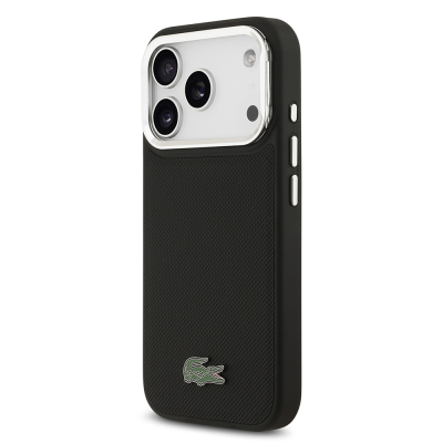 Apple iPhone 17 Pro Kılıf Lacoste Orjinal Lisanslı M-safe Şarj Özellikli PU Pike Desenli Standlı Metal Logolu Kapak - 3
