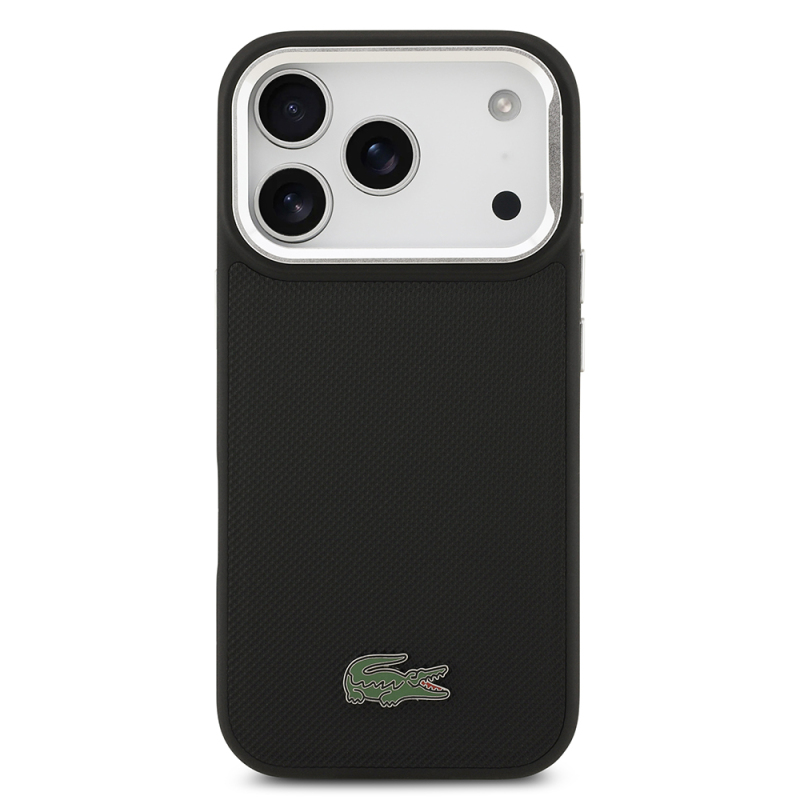 Apple iPhone 17 Pro Kılıf Lacoste Orjinal Lisanslı M-safe Şarj Özellikli PU Pike Desenli Standlı Metal Logolu Kapak - 4