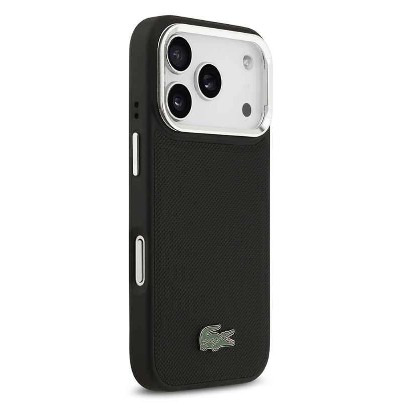 Apple iPhone 17 Pro Kılıf Lacoste Orjinal Lisanslı M-safe Şarj Özellikli PU Pike Desenli Standlı Metal Logolu Kapak - 5