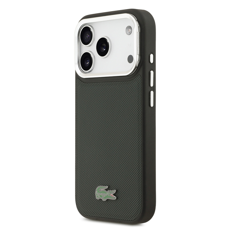 Apple iPhone 17 Pro Kılıf Lacoste Orjinal Lisanslı M-safe Şarj Özellikli PU Pike Desenli Standlı Metal Logolu Kapak - 20