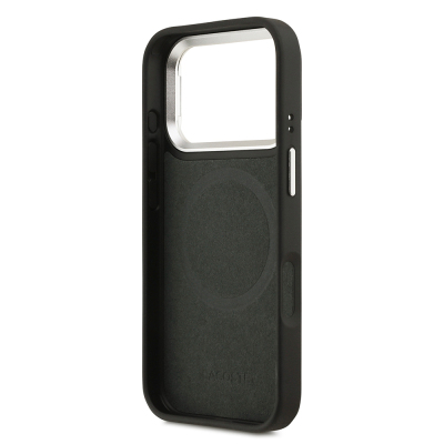 Apple iPhone 17 Pro Kılıf Lacoste Orjinal Lisanslı M-safe Şarj Özellikli PU Pike Desenli Standlı Metal Logolu Kapak - 25